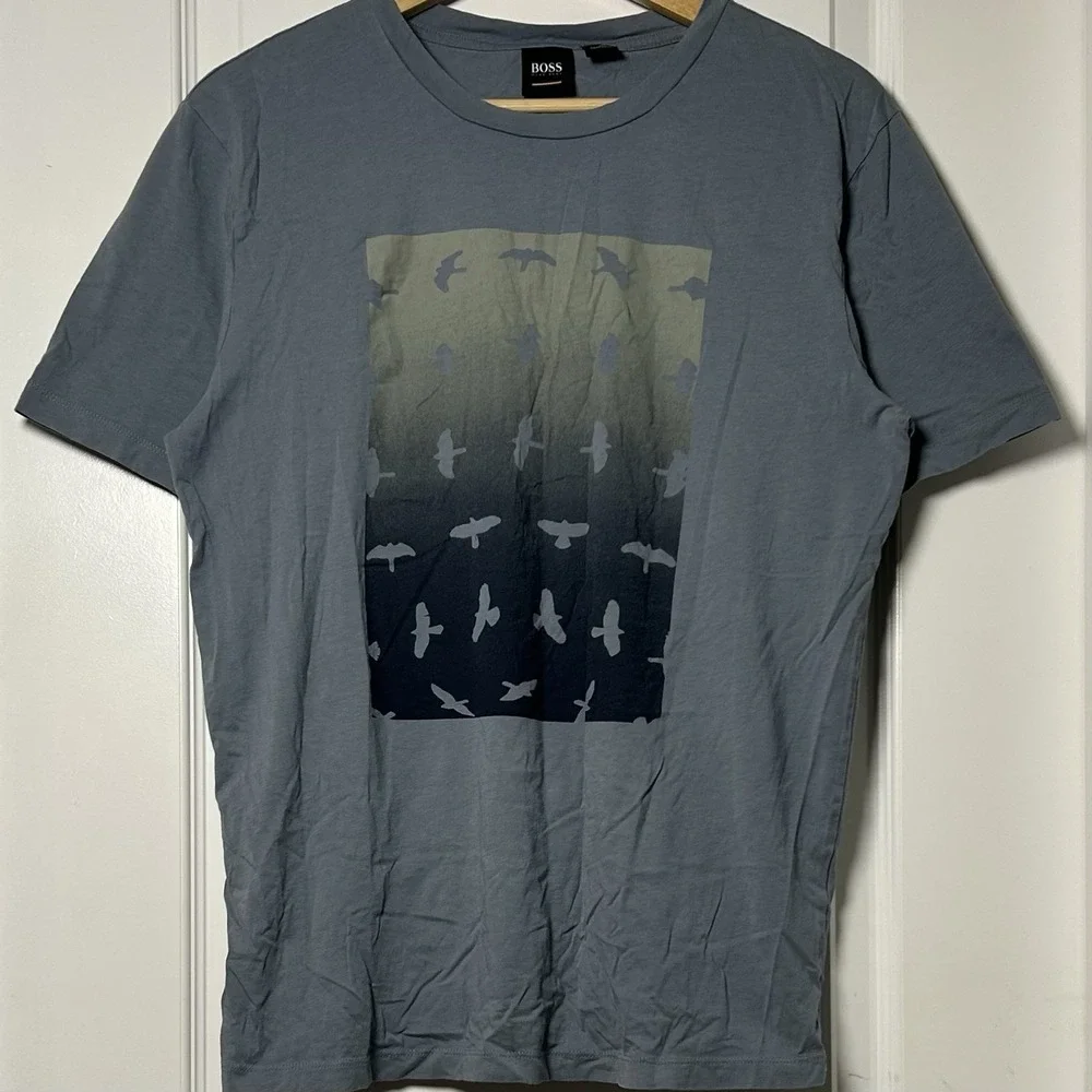 Boss by Hugo Boss Gray Bird Graphic Print Short‎ Sleeve Crew Neck T-Shirt